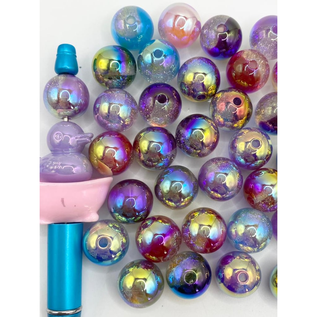 Half Clear Within Glitter Elegant Glossy Acrylic Beads Na May Extra UV Finish,12mm at 16mm,Random Mix,XX