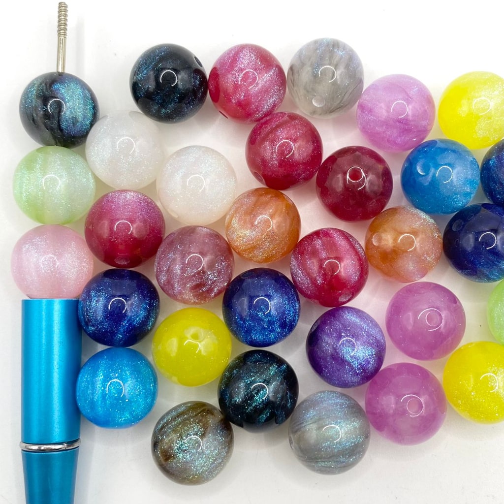 Extra Glossy Glitter Acrylic Beads,12mm & 16mm & 20mm,WM