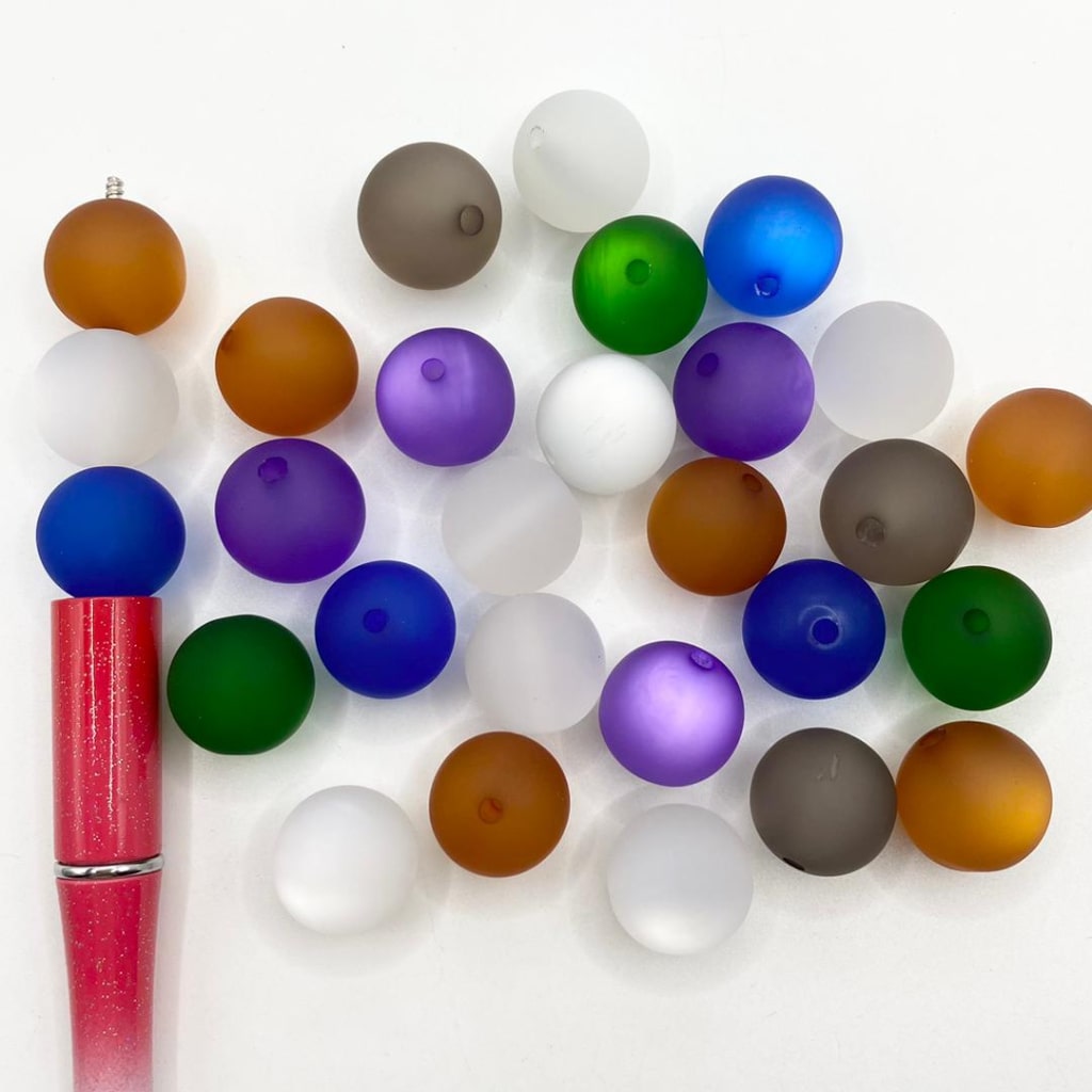 Frosted Acrylic Beads With Cat Eye,16mm,Random Mix,ALX