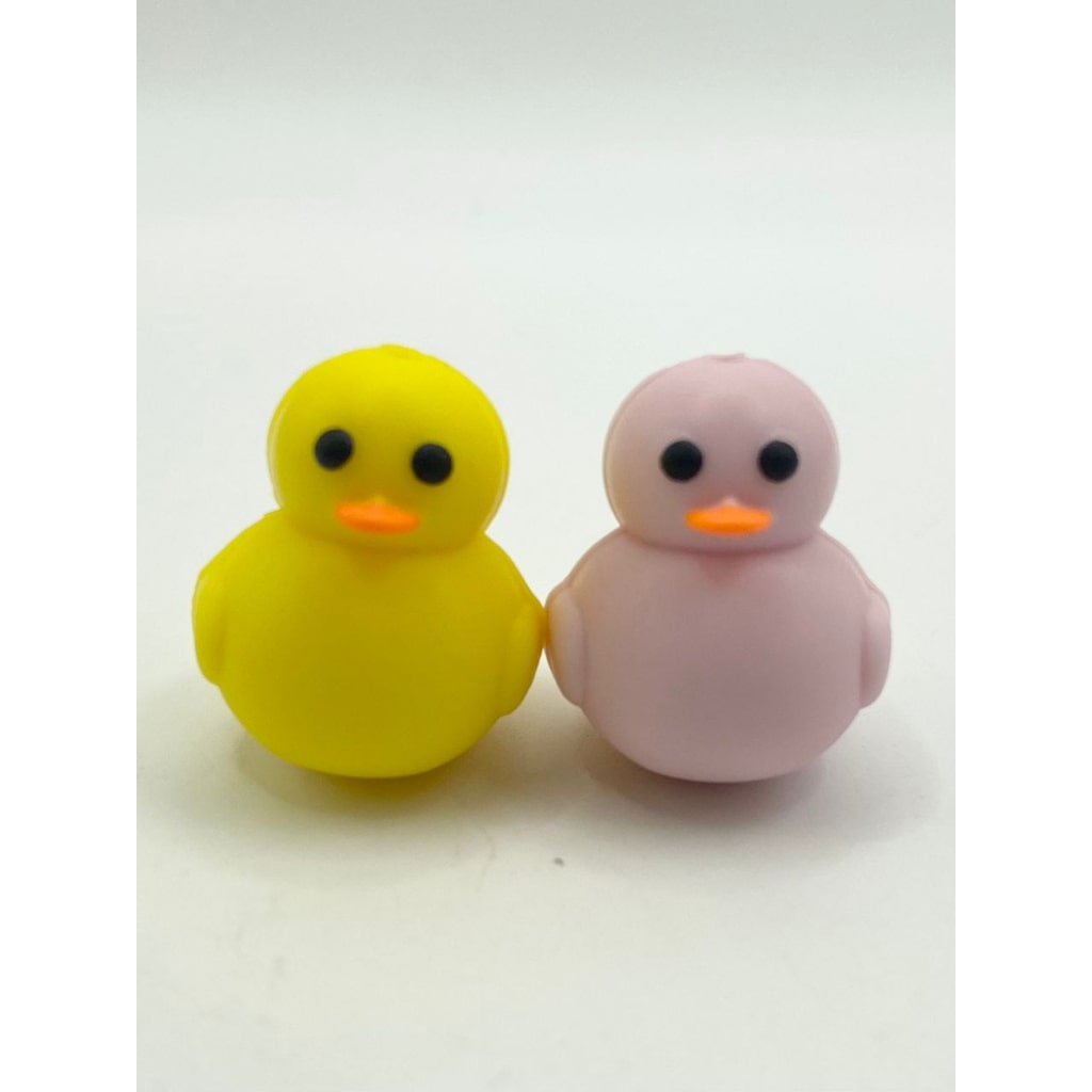 3D Yellow & Pink Duck Silicone Focal Beads