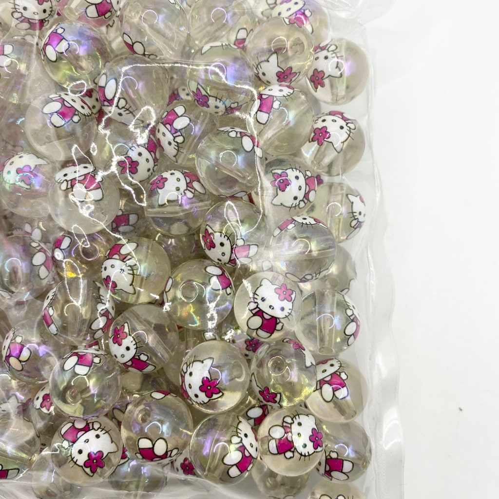 Makintab na Cartoon HK na May Flower Printed Acrylic Beads ,16mm,SJ