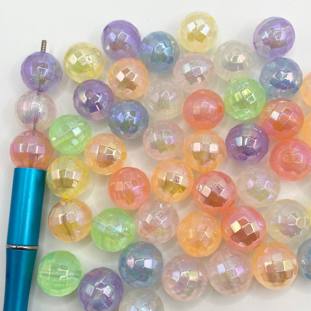 Glossy Facted Jelly Color Acrylic Beads na May UV Finish,16mm,Random Mix,YH