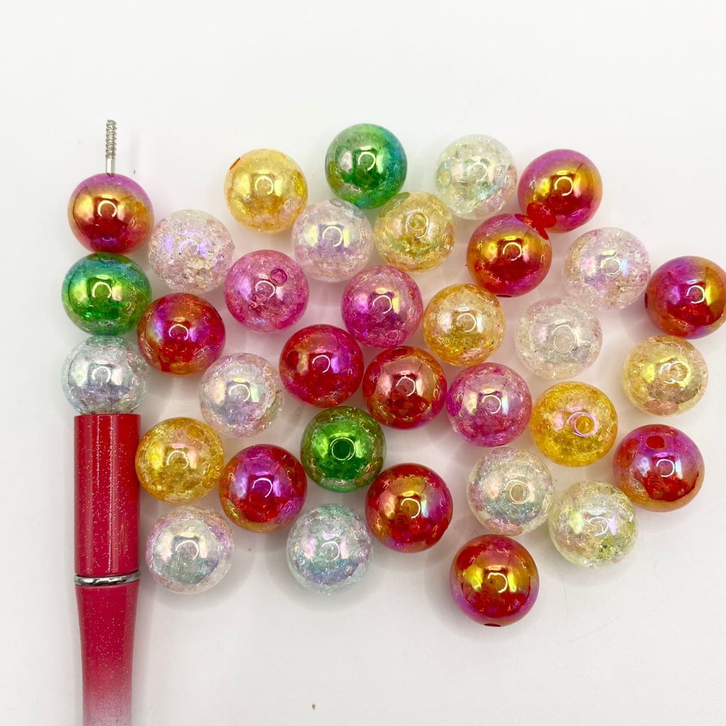 Crackle Acrylic Beads With Christmas Color ,16mm,Random Mix,CM