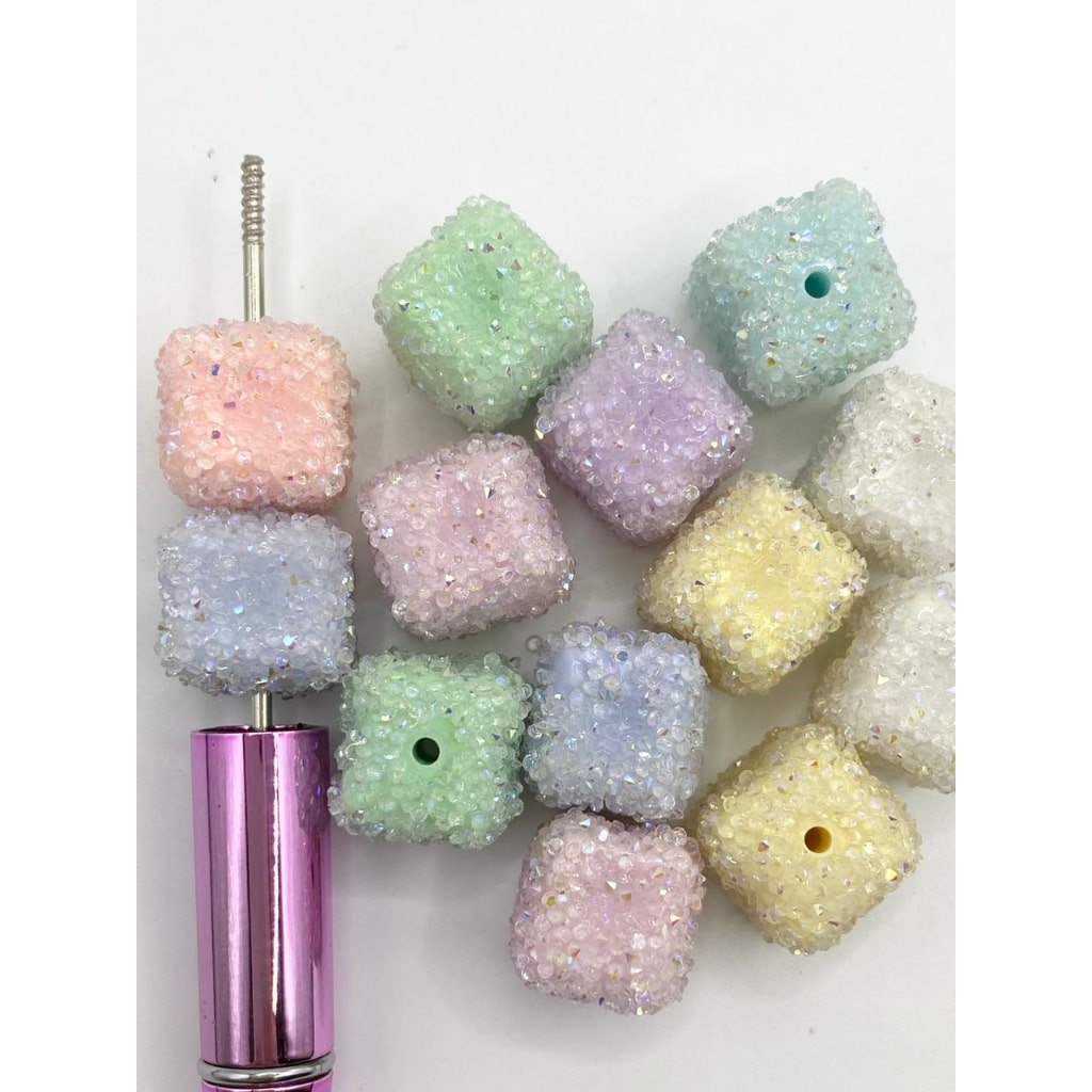 Sugar Cube at Square Shaped Acrylic Rhinestone Beads ,16mm,Random Mix ,TT