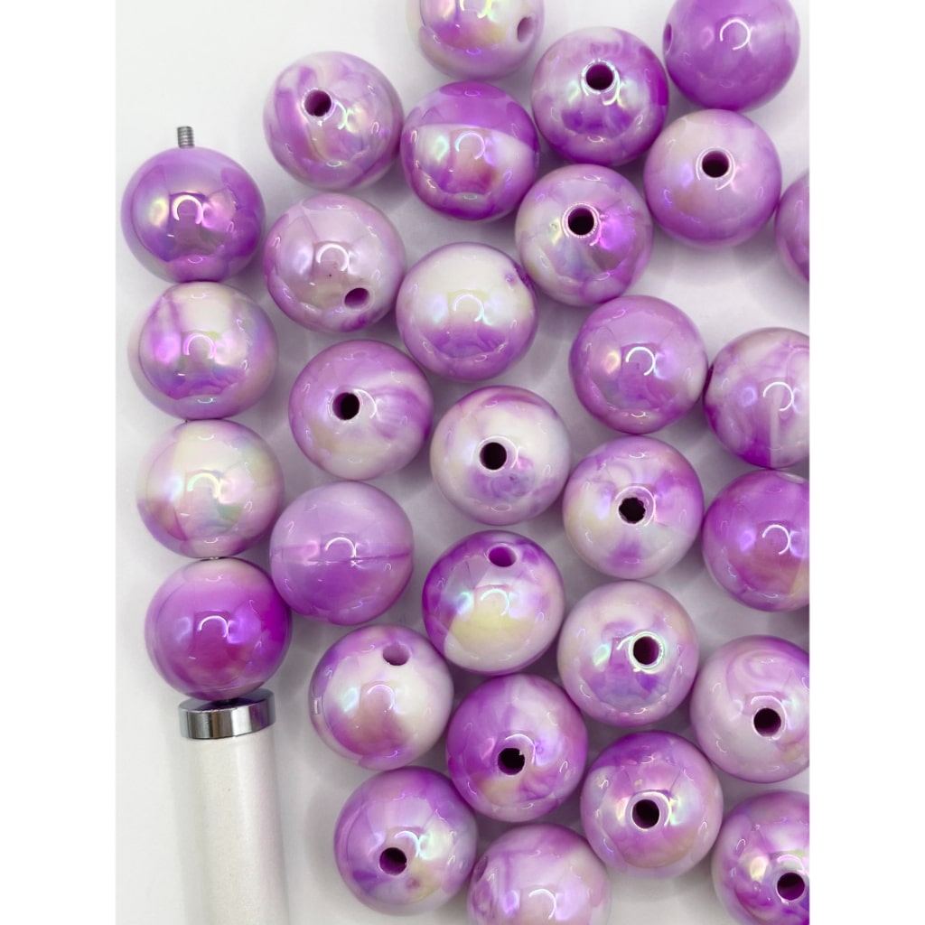 Acrylic Beads with Marble Pattern in Various Colors, 16mm,Random Mix, MN