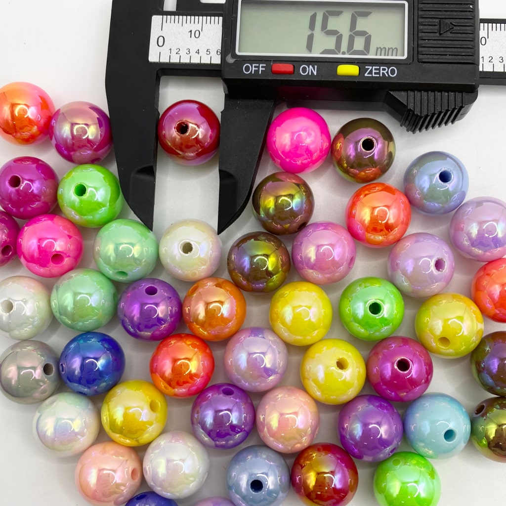 Glossy Solid Color Acrylic Beads na May UV Finish ,10mm & 16mm,Random Mix,CM