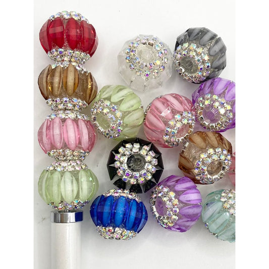 Fancy Acrylic Beads With Long Crystal & AB Rhinestone Chain,15mm by 19mm ,Random Mix,ZY