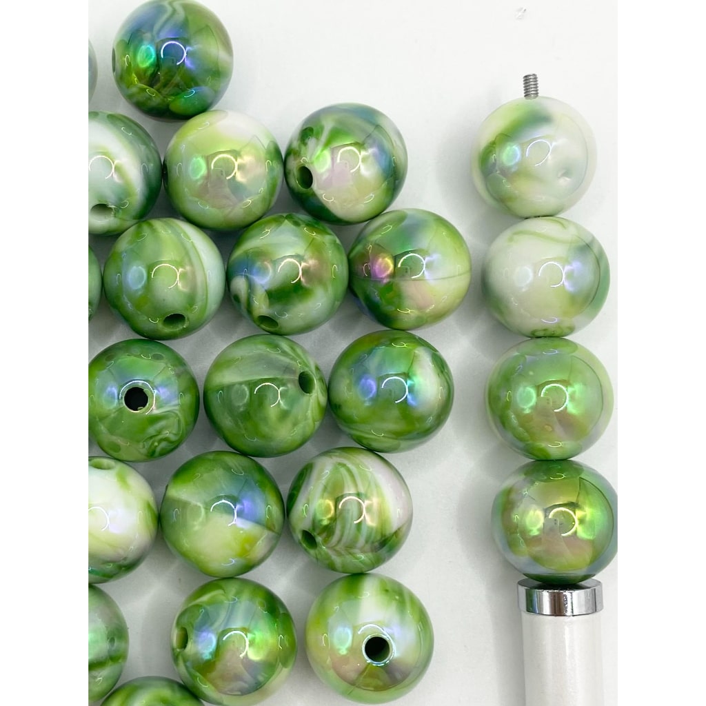 Acrylic Beads with Marble Pattern in Various Colors, 16mm,Random Mix, MN