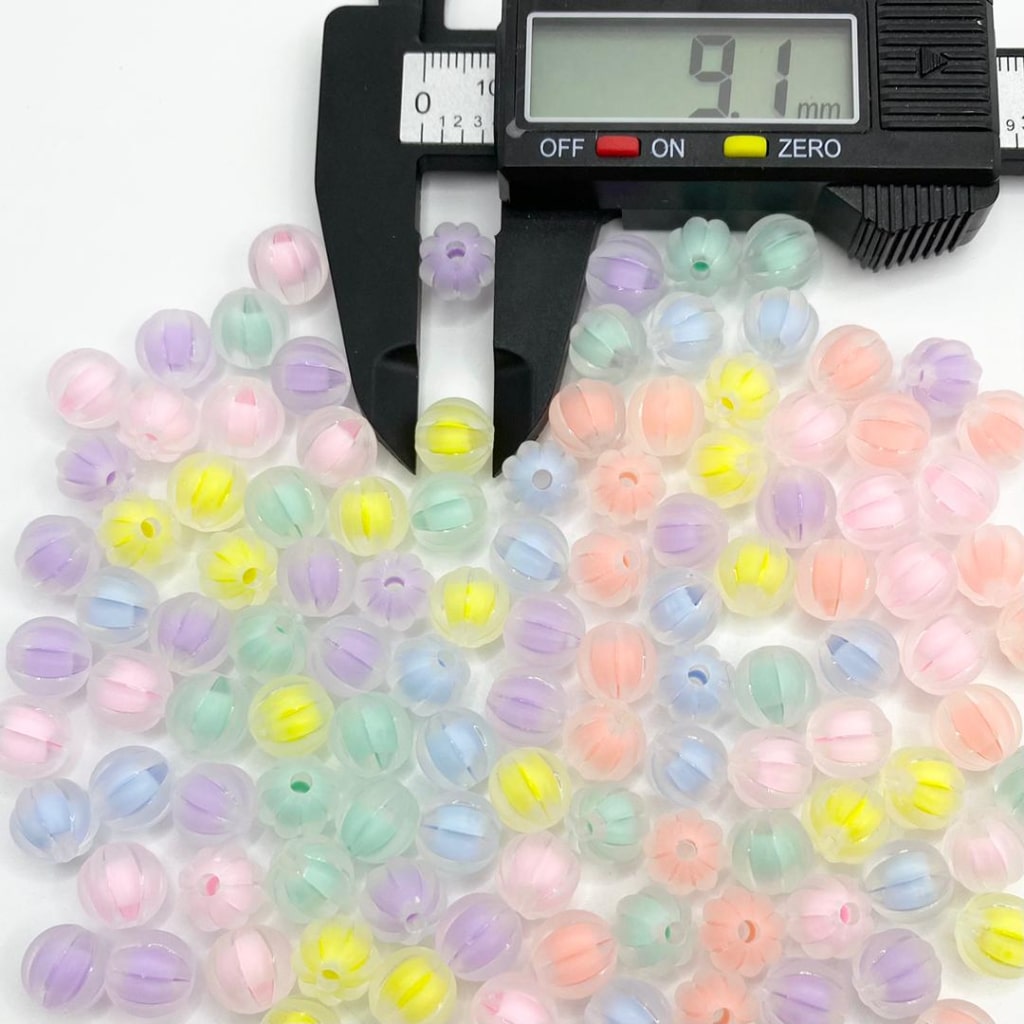 Frosted Double Layer Pumking Shaped Acrylic Beads.9mm, Random Mix