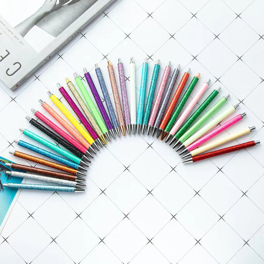 Glitter Push Ballpoint Pen na may Glitter Effect sa Solid na Kulay,Sublimation Ballpoint Pens,Random Mix