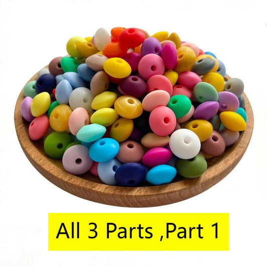 Mga Spacer ng Silicone Lentil Beads 12mm(Lahat ng 3 Bahagi, Bahagi 1.)