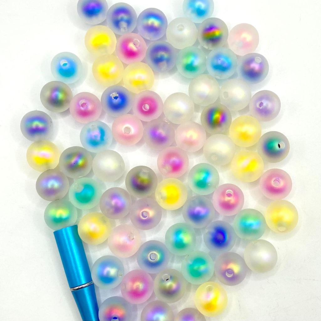 Frosted Double Layer Acrylic Beads With UV,Random Mix,16mm,ZA