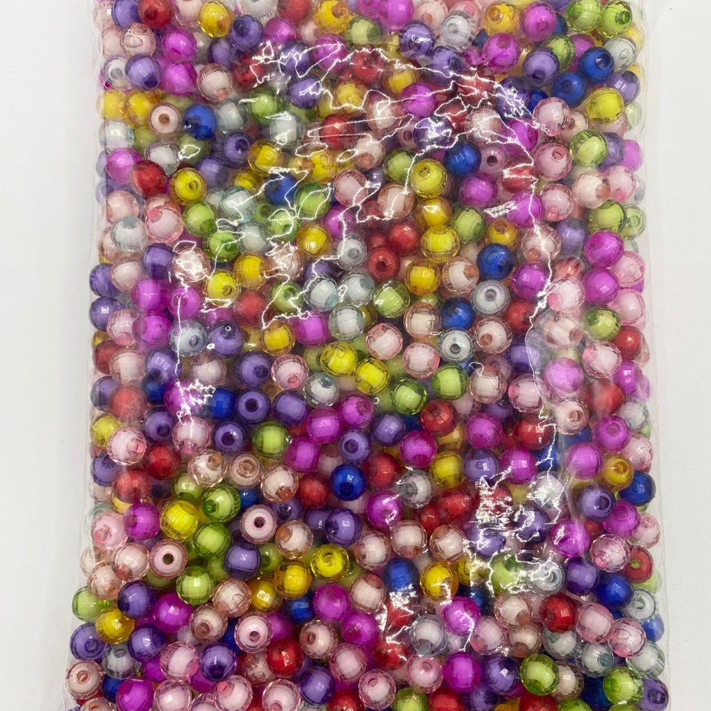 Small Round & Hexagon Double Layer Acrylic Beads ,9mm, Random Mix