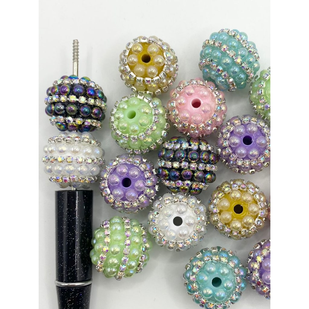 Acrylic Beads na may Maliit na Pearl at AB Rhinestone Chain,20mm,Random Mix,ZY