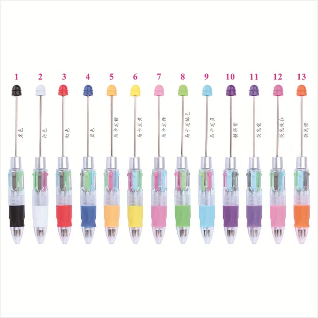 Beadable Fat Multicolor Pens With Four Colors,Random Mix