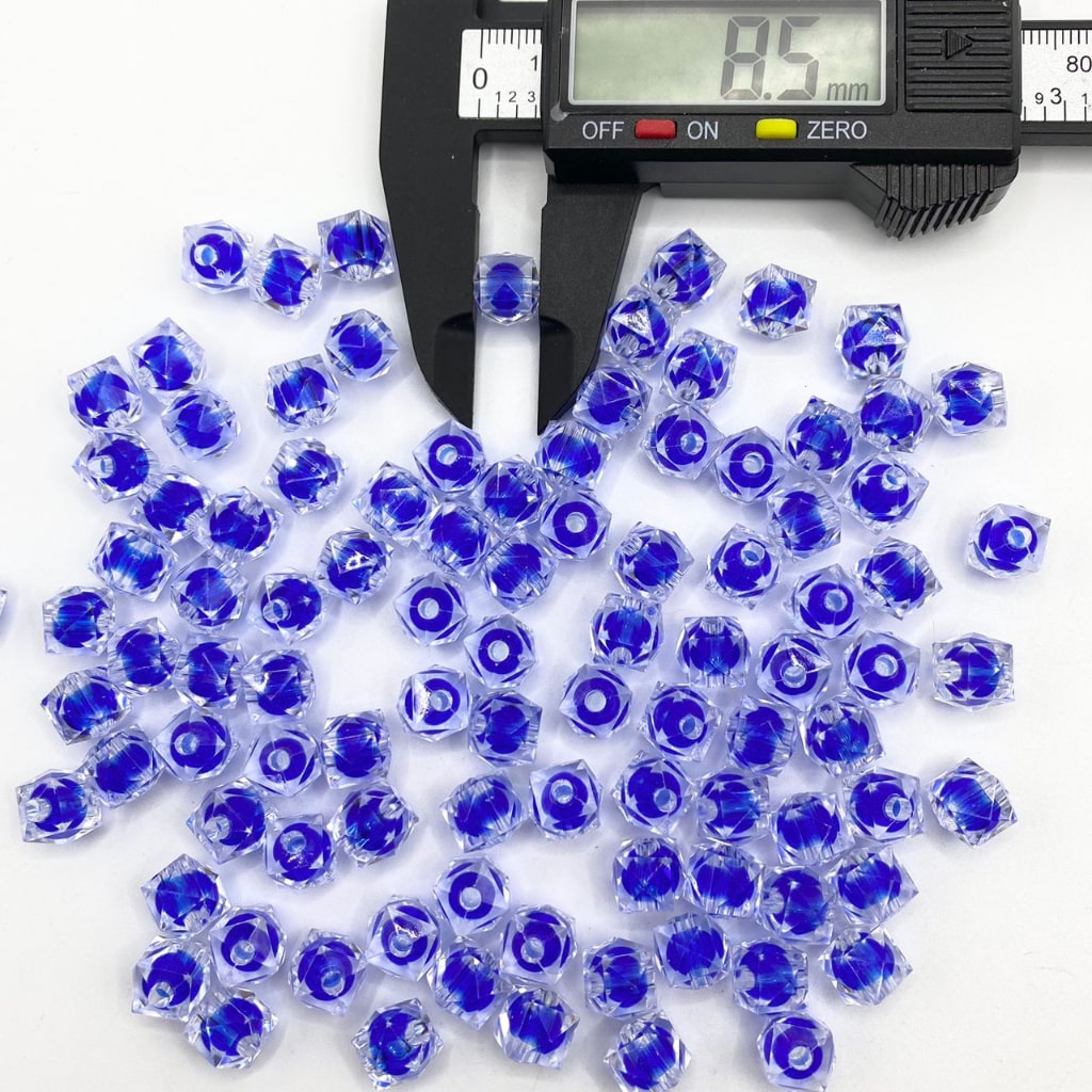 Double Layer Hexagon Small Acrylic Beads ,9mm,Red & Black & Blue