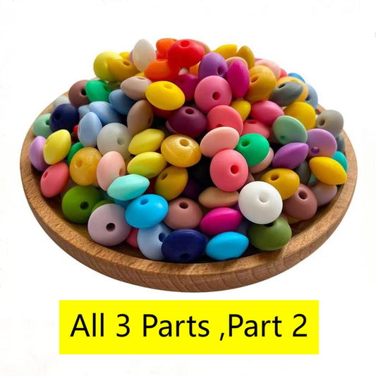 Mga Spacer ng Silicone Lentil Beads 12mm(Lahat ng 3 Bahagi, Bahagi 2.)