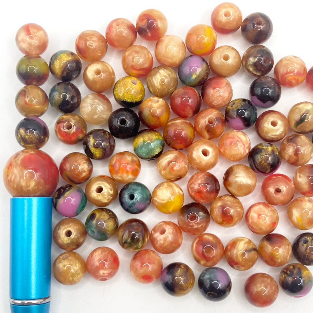 Elegant Glossy Ombre All Colors Marble Acrylic Beads,10mm & 16mm,Random Mix,YH