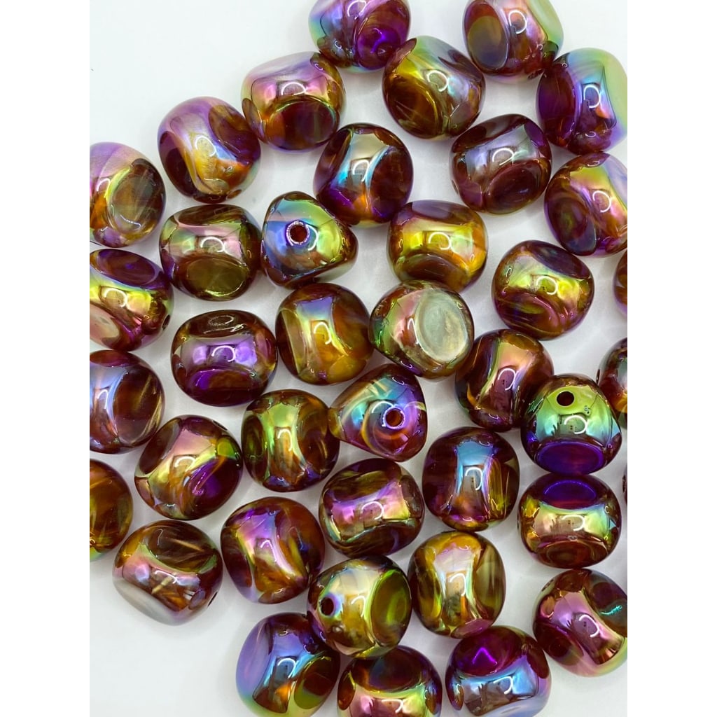 Irregular Brown Acrylic Beads na may UV Finish na may maliliit na butas(Hindi magkasya sa mga panulat),YY