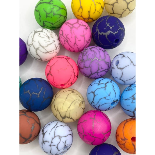 Silver Crackle Line,Lightning Shape,Silicone Beads ,15mm,Random Mix