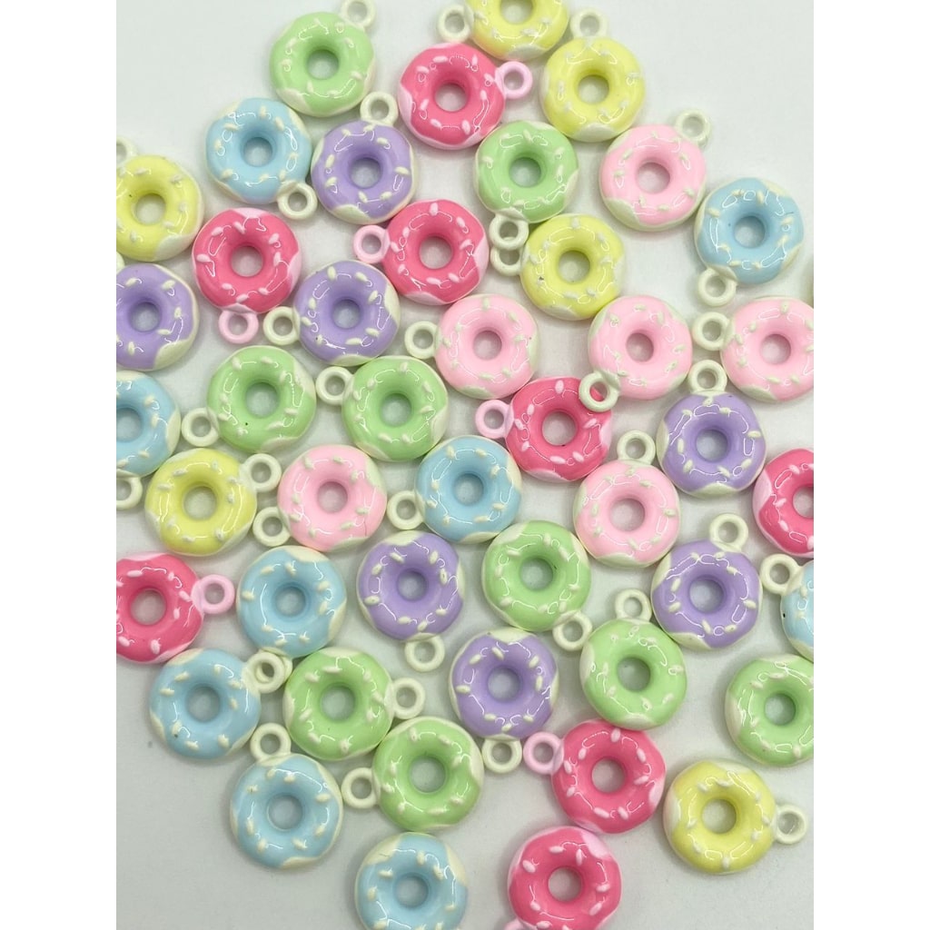 Glossy Donut Shaped Metal at Alloy Pendant ,11mm,Random Mix