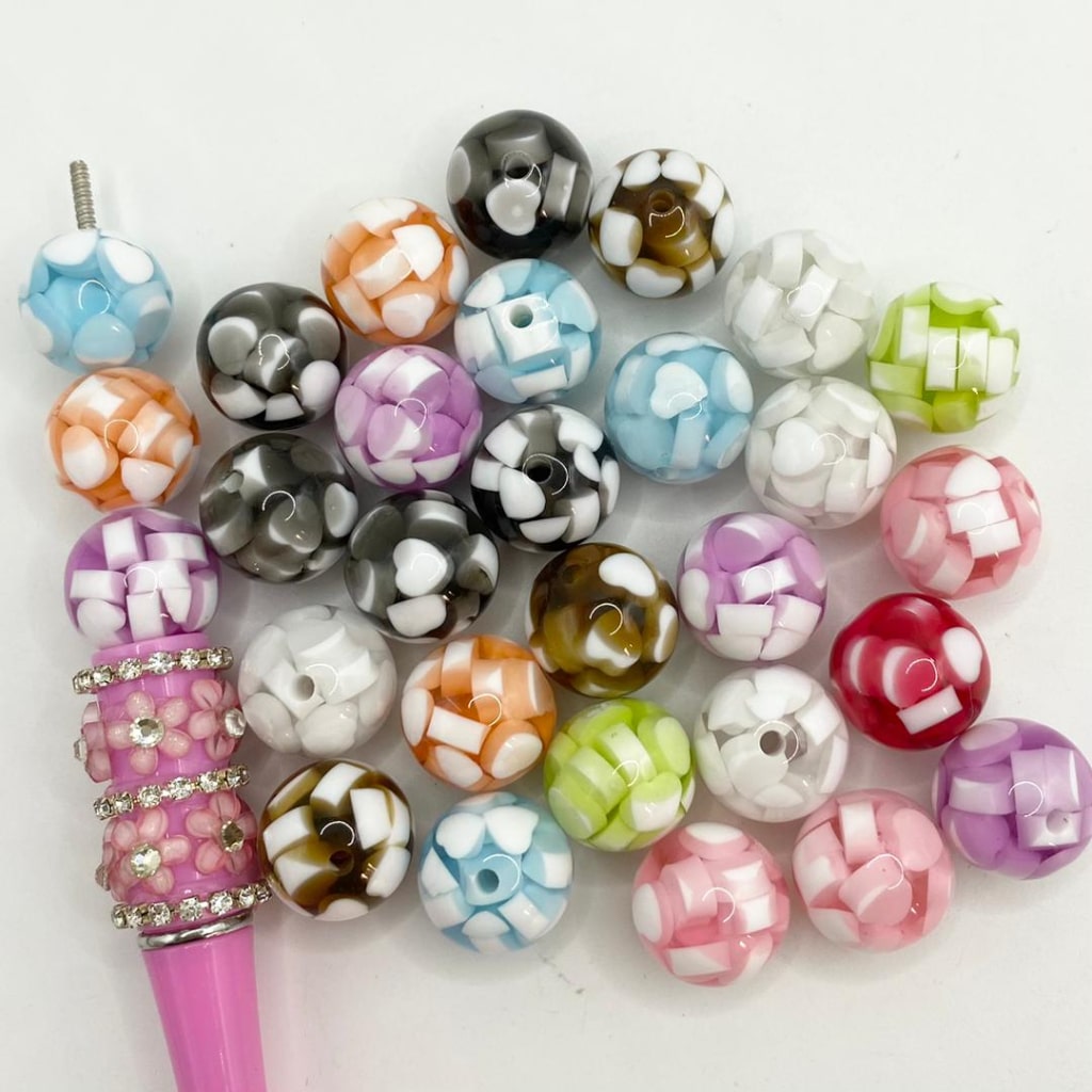 Translucent Acrylic Beads na May Heart Jelly sa Loob ,16mm,Random Mix,XX