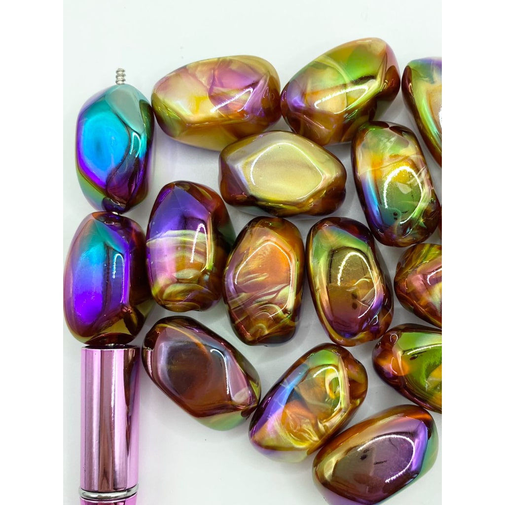 Irregular Brown Stone Shaped Acrylic Beads Na May UV Finish ,YY