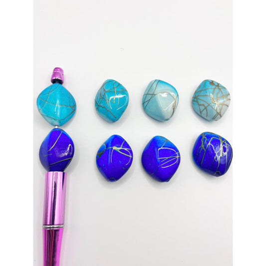 Irregular Marble Glossy Marangyang Acrylic Beads na May Gold Stripe at Swirls,YY