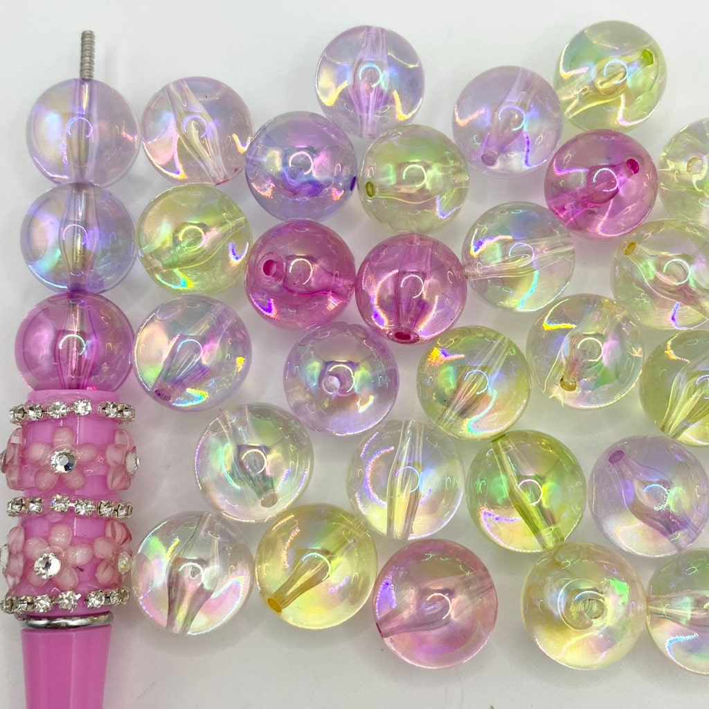 Maaliwalas na See-Thru Shinny Bubble Acrylic Beads na May UV Finish ,16mm, Random Mix