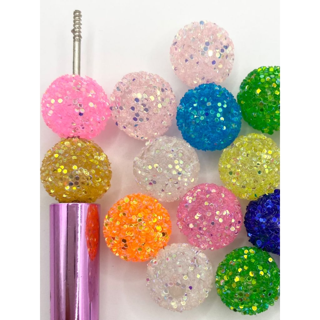 Round Shaped Sugar Beads na may AB Rhinestone,15mm,Random Mix ,YLD