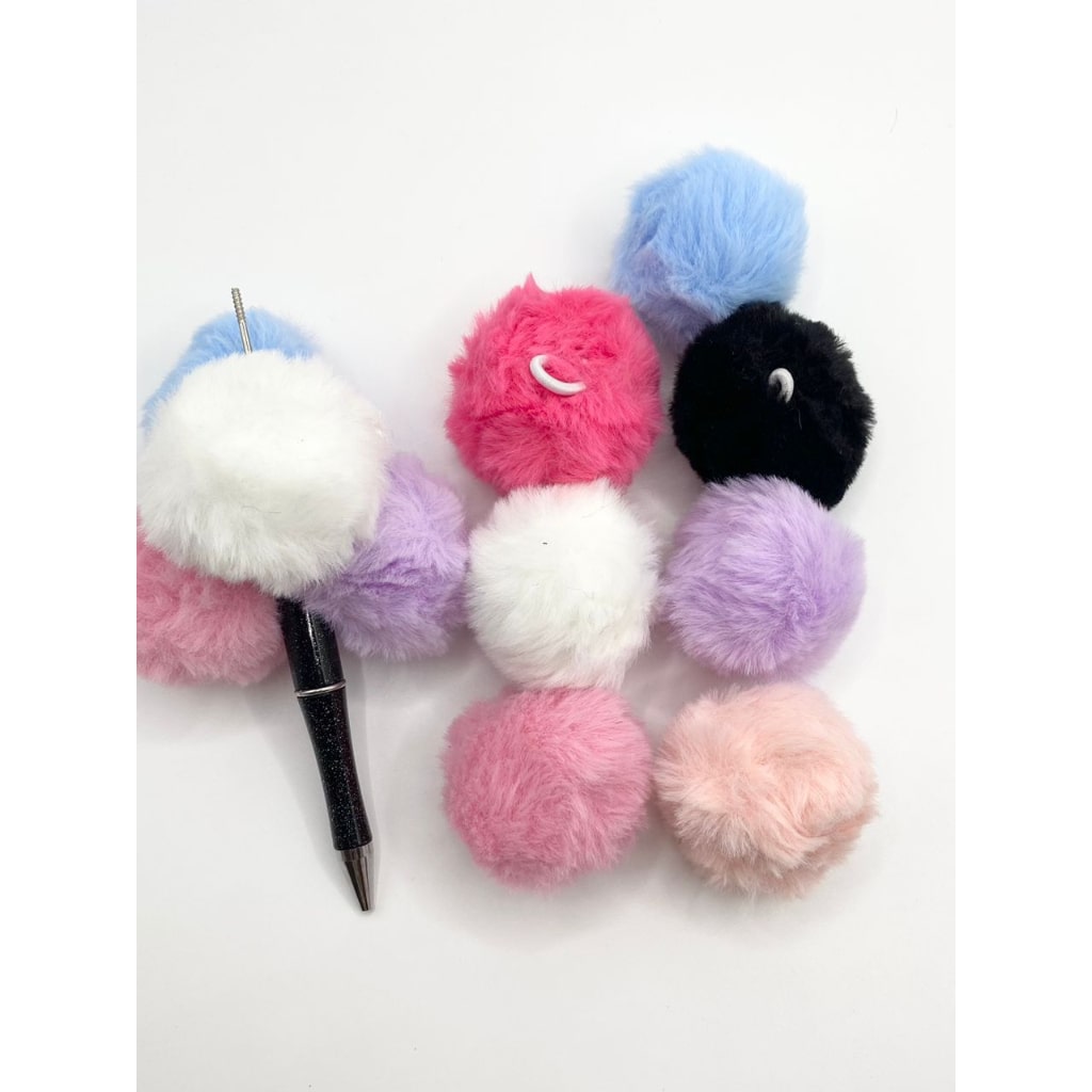 Pom Pom Fluffy Balls with Elastic Loop ,Random Mix ,33mm,ZY