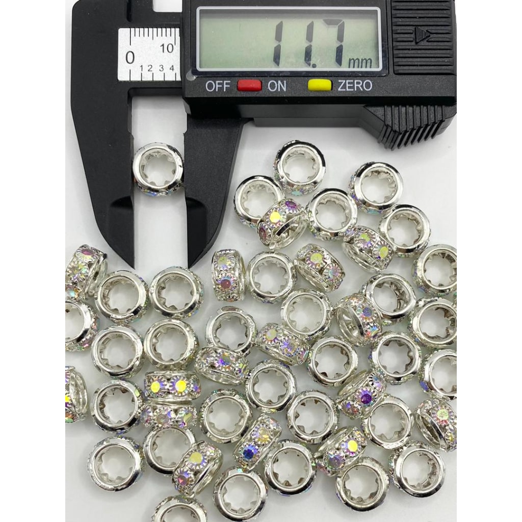 Silver & Gold Wheel Spacers With Clear & AB Color Rhinestones,12mm