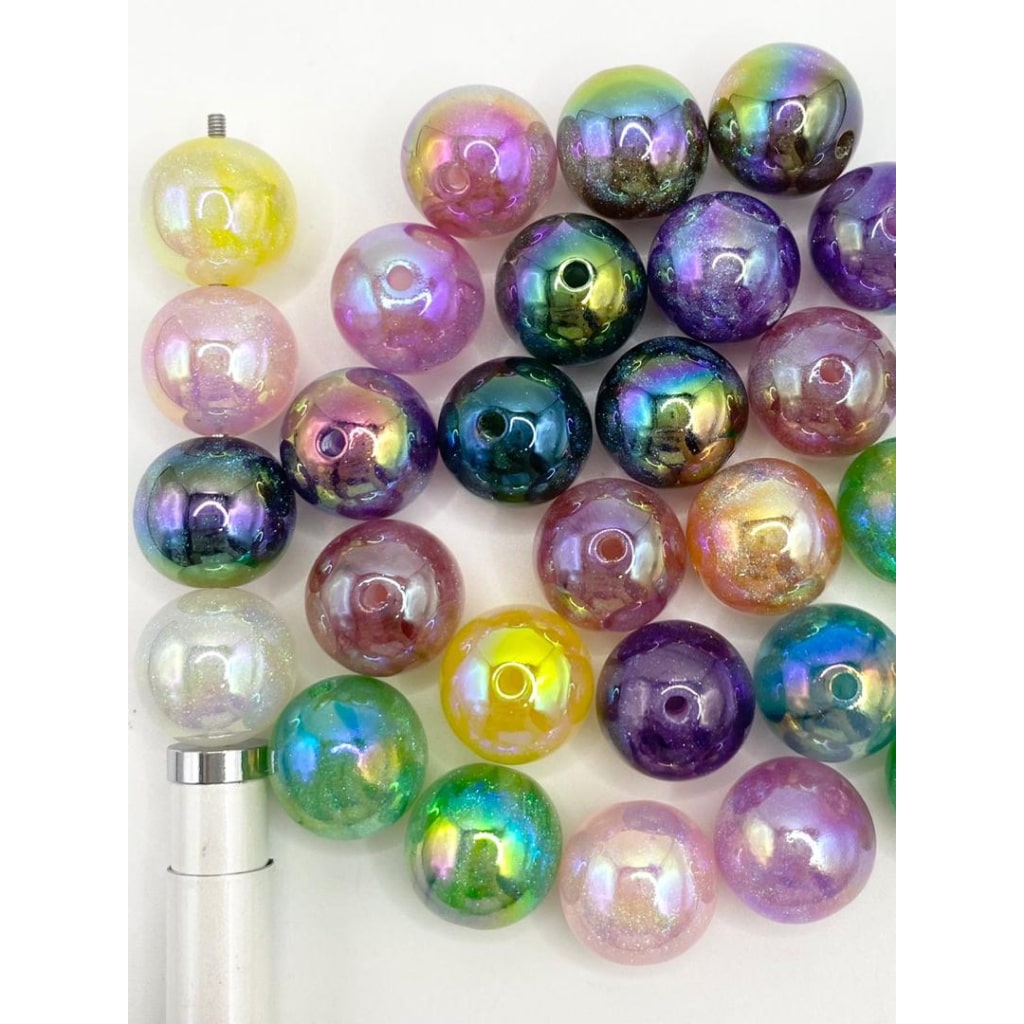 Elegant Extra Glitter Glossy Acrylic Beads na May UV Finish,16mm,XX