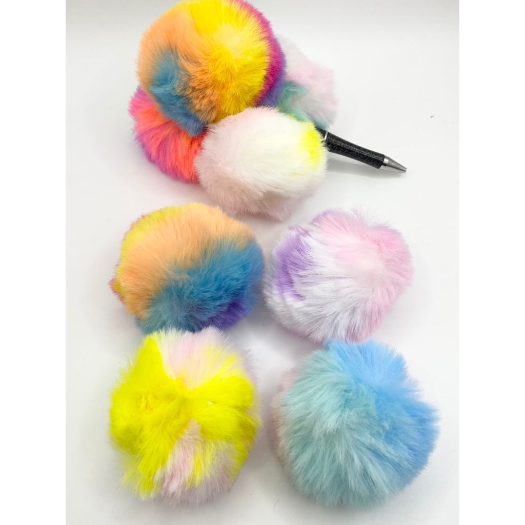 Ombre Color Big Pom Pom Fluffy Balls with Elastic Loop ,Random Mix ,42mm,ZY