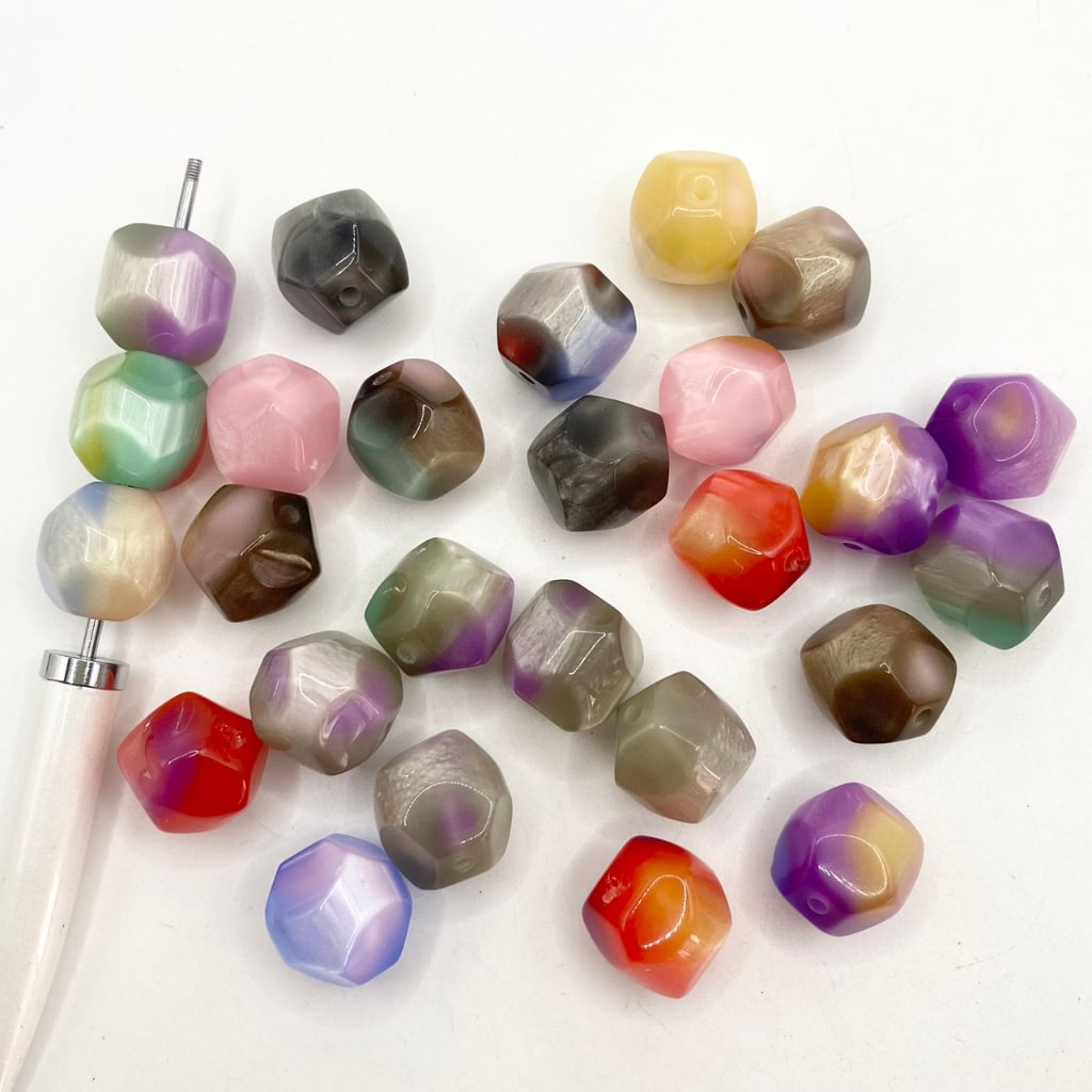 Elegant Ombre Acrylic Beads With Light Strip ,17mm,Random Mix ,WM