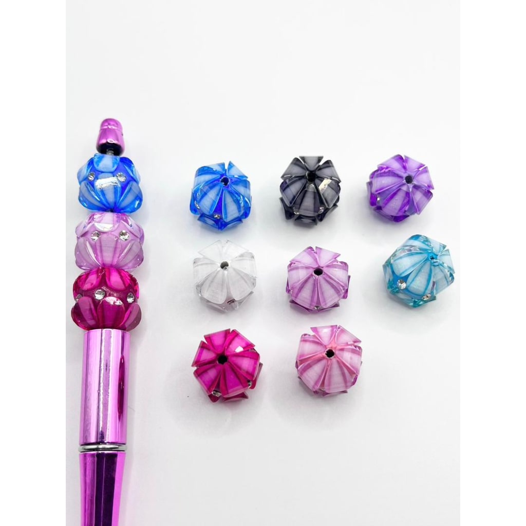 Petal Shaped Acrylic Beads With the Rhinestones in the Middle ,Random Mix,ZY