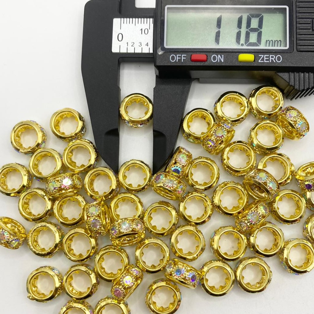 Silver & Gold Wheel Spacers With Clear & AB Color Rhinestones,12mm