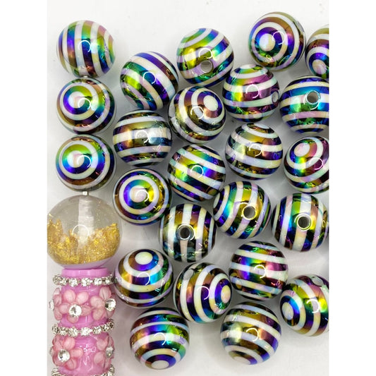 Black Swirl Acrylic Beads na May UV Finish ,16mm at 20mm,Random Mix,SJ