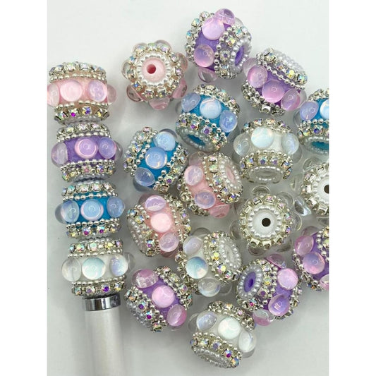Magarbong Acrylic Beads na may Malaking Crystal at AB Rhinestone Chain ,16mm by 20mm,Random Mix,ZY