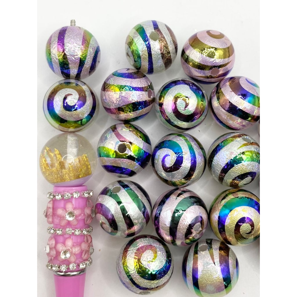 Black Swirl Acrylic Beads na May UV Finish ,16mm at 20mm,Random Mix,SJ