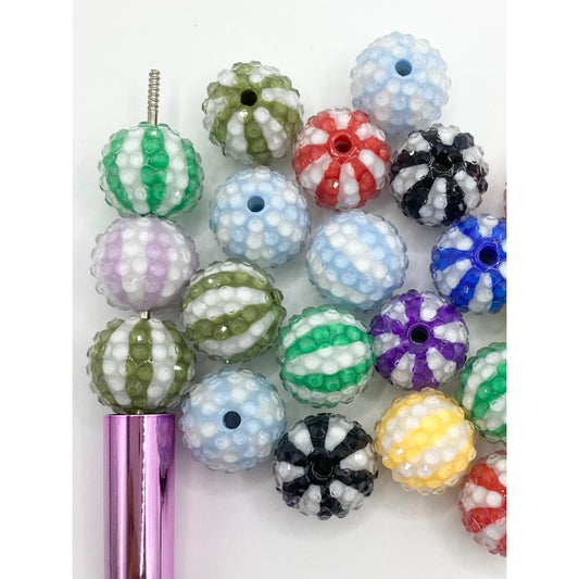 Jelly Rhinestone Beads na May Multicolor Striped ,18mm ,Random Mix,ZY
