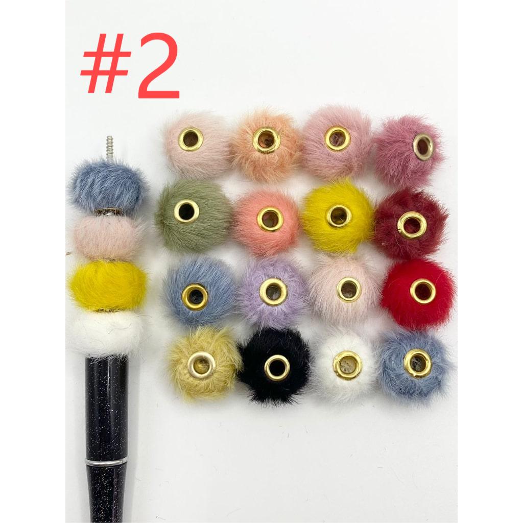 Pom Pom Fluffy Hard Beads in Solid Colors, Random Mix