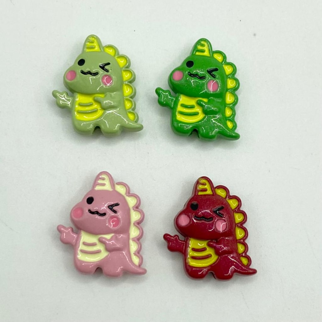 Cute Baby Dinosaur Metal & Alloy Round Beads sa Maliit na mga butas, Random Mix, HZ