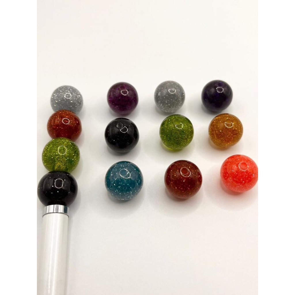 Glossy Acrylic Beads With Full Glitter Inside ,16mm,Random Mix,JM