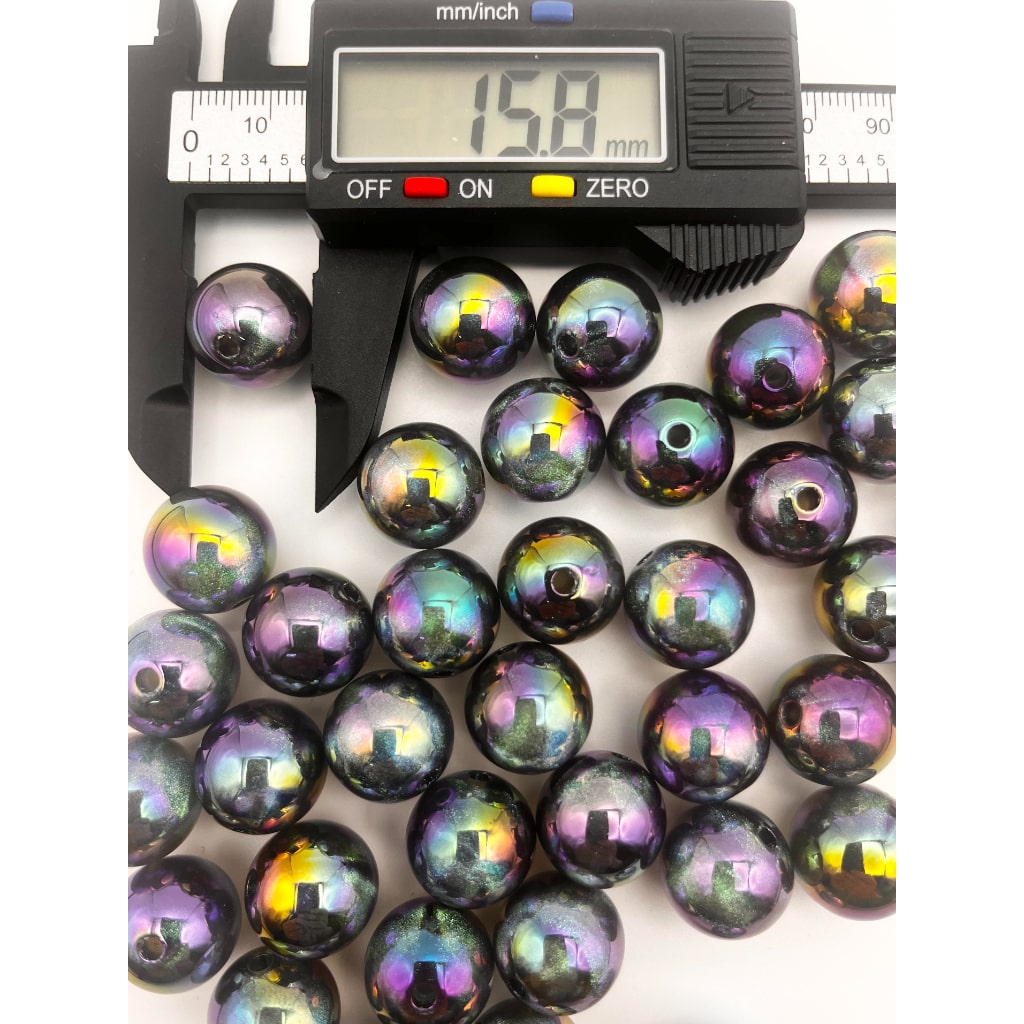 Black Glossy Acrylic Glitter Beads With UV,16mm,YY