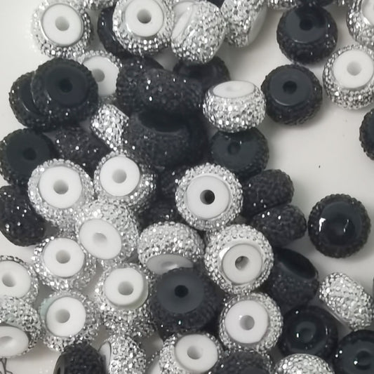 Wheel Spacers with Silver & Black Rhinestone, 14mm