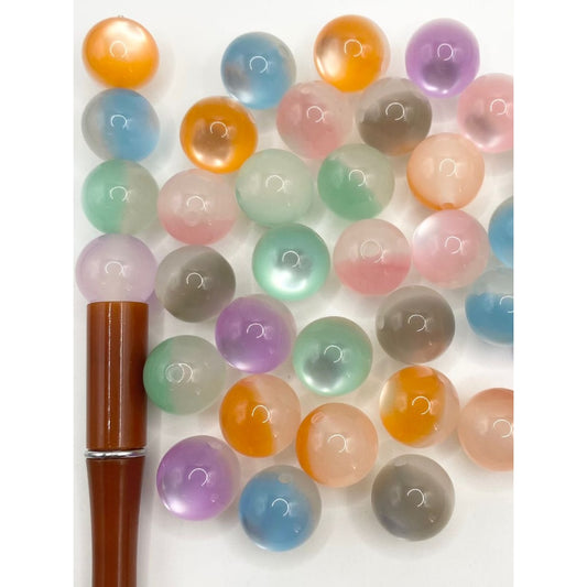 Glossy Omber Acrylic Beads with Cat Eye in Sunshine Changing ,16mm,Random Mix,YH