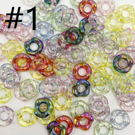 Wavy Acrylic Spacers With UV Finsih,Clear & Transparent Color ,16mm ,Random Mix,FS