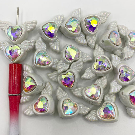 Angela Wing na may AB Crystal Acrylic Beads ,25mm by 39mm ,MN