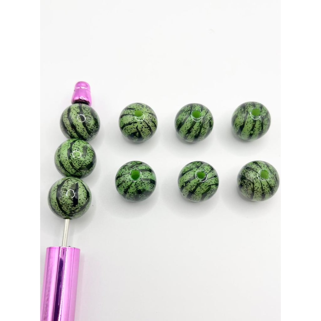 Watermelon Print Glossy Acrylic Beads With UV Finish ,Random Mix,16mm,HS